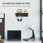 Nekon Key Holder for Wall, 11.8" W x 3.5" H x 2.8" D Decorative Key Organizer with Floating Shelf, Wall Mount Key Rack with 5