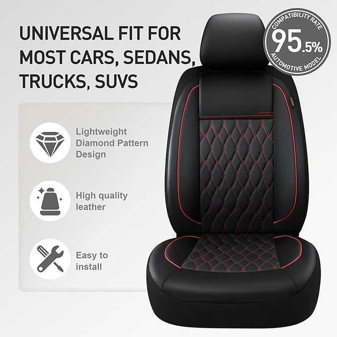 CAROMOP Faux Leather Car Seat Covers Full Set,Luxury and Comfortable Covers for Cars,Split Bench Compatible Car Interior Cove