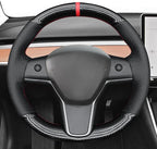 MEWANT Hand Stitched Steering Wheel Cover for Tesla Model 3 2017-2023 / Model Y 2020-2023 for Tesla Model 3/Y Accessories