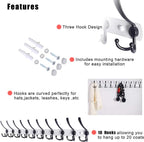 Dseap Coat Rack Wall Mount - 38” Long 10-Tri-Hooks Heavy Duty Coat Hanger Rail Wall Hooks for Hanging Coats Hats Clothing Clo