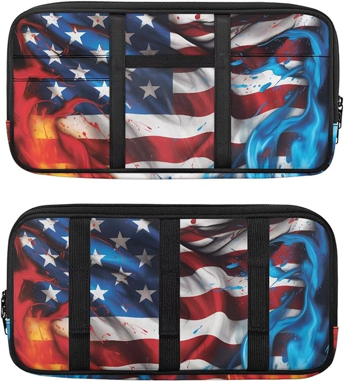 American Flag Car Sun Visor Organizer, Car Sun Visor Storage Pouch with Card Sleeve Pocket 250 Anniversary USA Sunshade Organizer Bag Patriotic Auto Interior Accessories