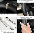 Black Beige Car Steering Wheel Cover, Nappa Leather, Bottom Color Blocking, Universal 14.5-15 Inch Leather Anti-Slip Breathab