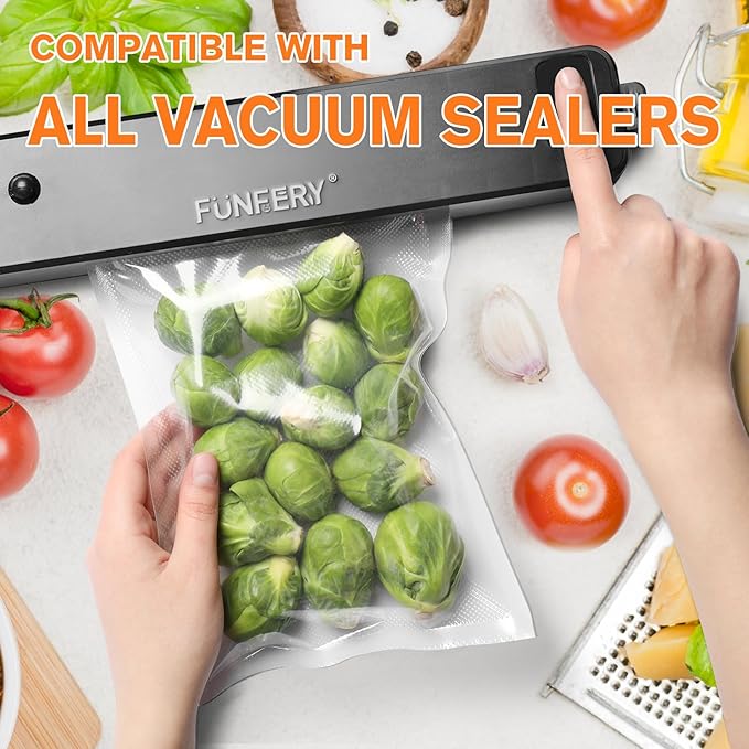 FUNFERY Precut Vacuum Sealer Bags for Food, 100 Gallon 11" x 16", Food Long-Term Storage and Sous Vide Commercial-Grade Bag, 