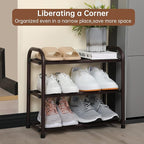 Gonfoam 3-Tier Expandable Shoe Rack,Adjustable Shoe Shelf Storage Organizer Heavy Duty Metal Free Standing Shoe Rack for Entr