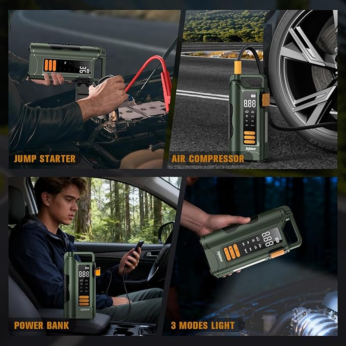 Jump Starter with Air Compressor,5000A Car Battery Jumper Starter, 16000mAh Battery Jumper Starter Portable for 10L