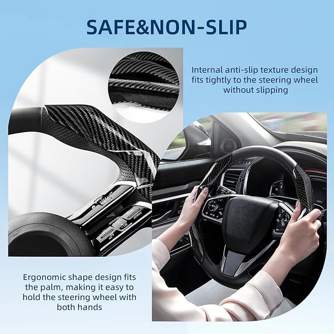 Carbon Fiber Steering Wheel Cover with Anti-Slip Lining and Segmented Design 2pcs Universal Steering Wheel Protector for Men 