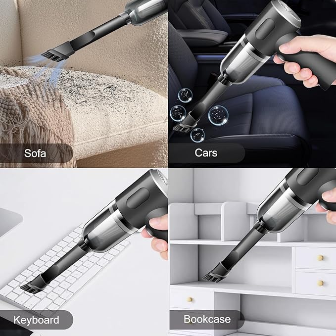 YUNYILAN Wireless Handheld Car Vacuum Cleaner High Power Rechargeable Household Mini Vacuum, Vacuum for Desk, Home and Office