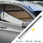 Motoforti Nano Ceramic Car Window Tint Film VLT 33% IRR 70% UVR 58% Silver Tone 5ft x 30inch Privacy Film 2mil PET 1 Pc