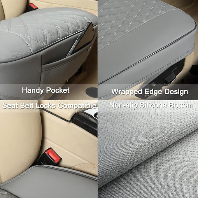 Black Panther PU Car Seat Cover, Front Seat Protector Compatible with 90% Vehicles,Embroidery,Anti-Slip & Full Wrapping Botto