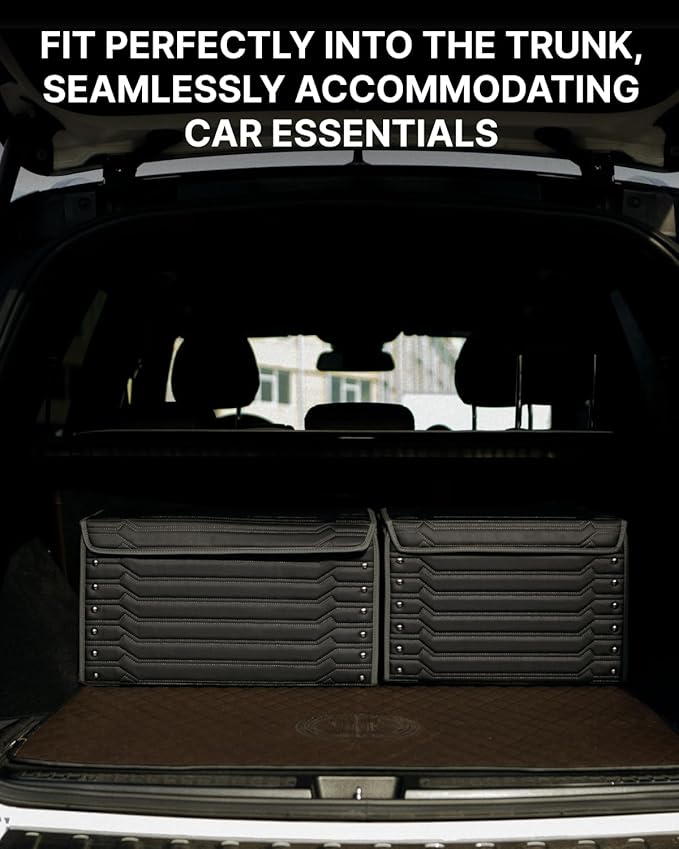 Owleys Car Trunk Organizer For Shoes - Storage Crate For SUV, Sedan Or Truck - Foldable Cargo Bin For Travel Gear & Sports