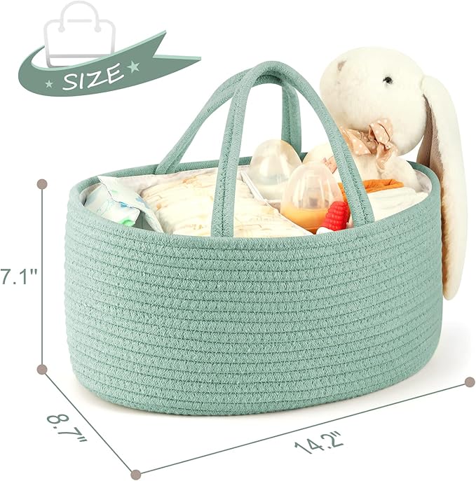 Maliton Diaper Caddy Organizer for Baby, Portable Diaper Storage Organizer for Changing Table and Car, Cotton Rope Nursery St