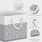 StorageTastic Storage Bins, 2-Pack Large Storage Box with Rope Handles, Collapsible Storage Basket for Organizing Books, Clot