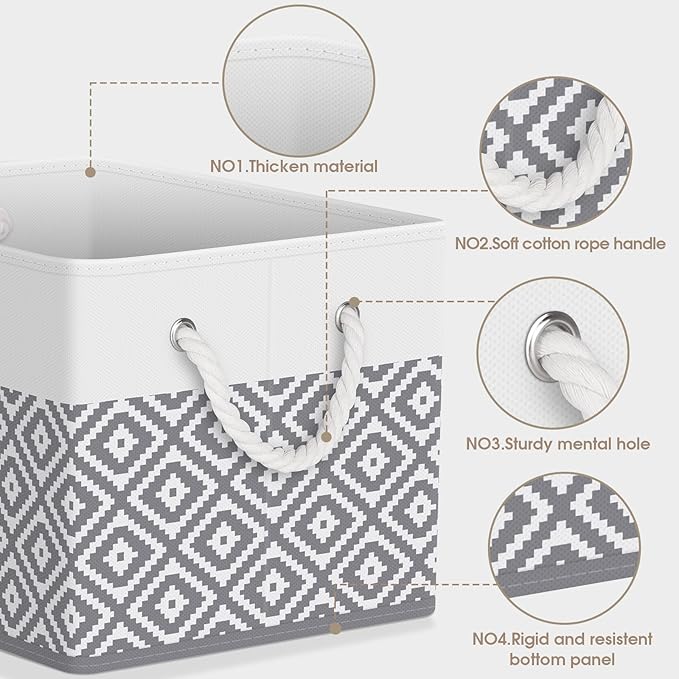 StorageTastic Storage Bins, 2-Pack Large Storage Box with Rope Handles, Collapsible Storage Basket for Organizing Books, Clot