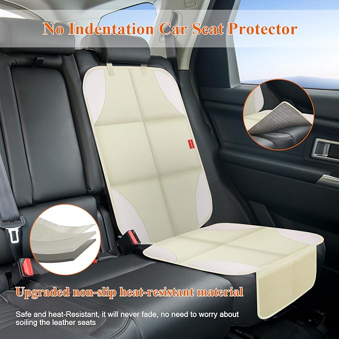 Car Seat Protector for Child Car Seat with Thick Padding, Non-Slip Backing, Mesh Storage Pockets, Waterproof Car Seat Covers 