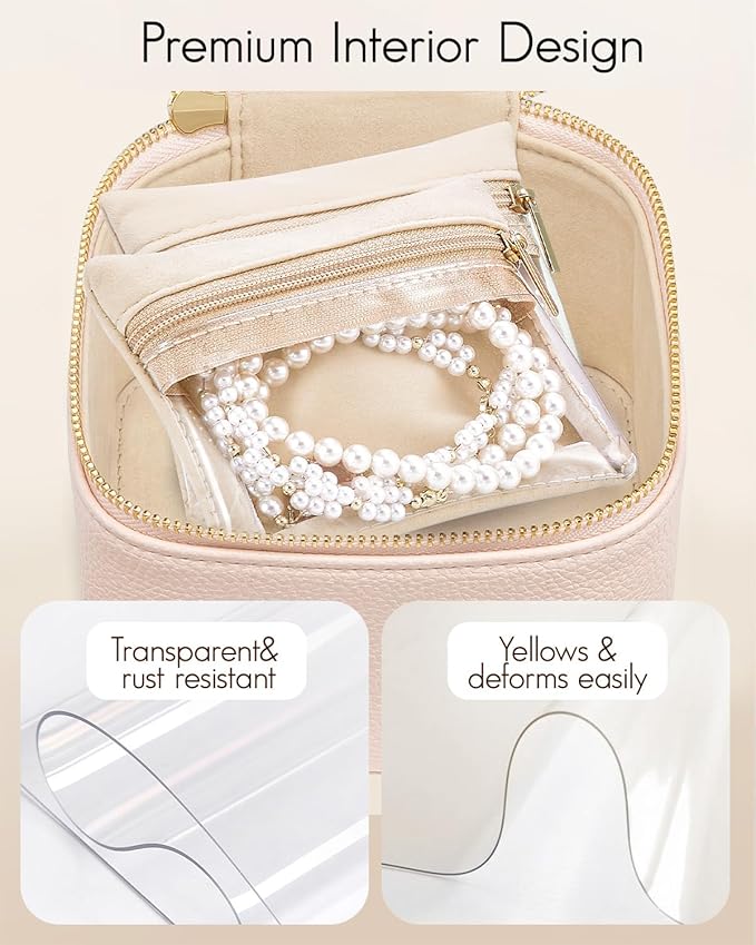 VLANDO Gifts for Teachers,Jewelry Box with 6 Velvet Jewelry Bags Travel Jewelry Storage for Women Girl Jewelry Organizer Neck