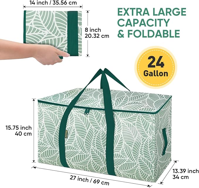BALEINE 2-Pack Oversized Moving Bags with Reinforced Handles, Heavy-Duty Storage Tote for Clothes, Moving Supplies (Antique F