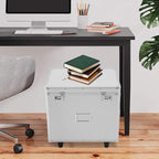 Locking File Box Aluminum Alloy Portable Storage Case with Telescopic Handle Mobile File Organizer with Combination Lock Roll