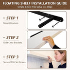 IEO Long Wooden Floating Shelves for Room Wall, Natural Wood Floating Shelves Wall Mounted Kitchen Shelf for Living Room, Bed