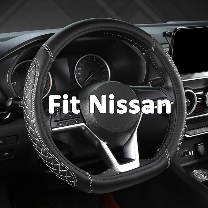 West Llama Flat Bottom Car Steering Wheel Cover for Nissan,D Shaped Steering Wheel Cover for Rogue,Altima,Kicks (Diamond Quil
