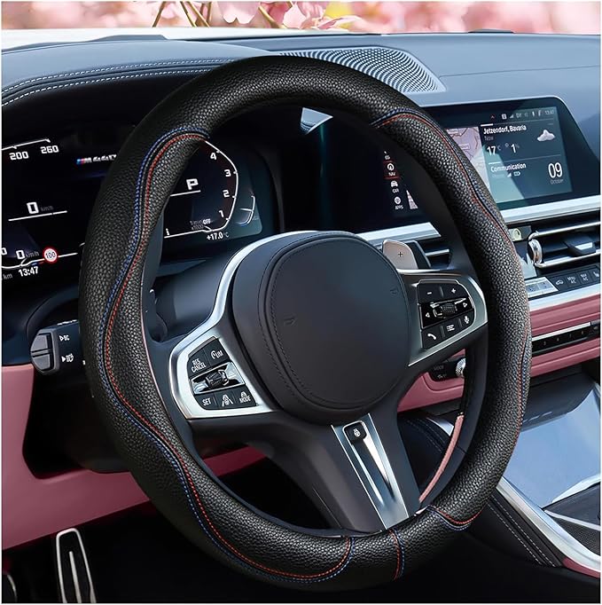 SuperKaKa Car Steering Wheel Cover 2025, Universal Auto PU Cute Breathable Slip-Proof Comfort Imitation Leather Protector Car