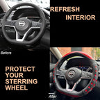 PINCTROT D Shaped Race Grip Steering Wheel Cover, Anti Slip Silicone Perforated Design with Soft Touch Padding, Enhanced Grip for Sporty Driving Flat Bottom 14.5-15 Inch (Racing Red)