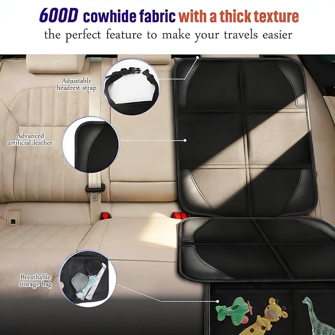Bacgnyer Car Seat Protector, 1 Pack Carseat Seat Protectors with Thick Padding and Non-Slip Backing, Waterproof 600D Fabric C