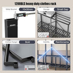 YTLEMON Heavy Duty Wardrobe Closet with Cover, Metal Rolling Clothes Rack, Foldable Portable Closet Organizer System Freestan