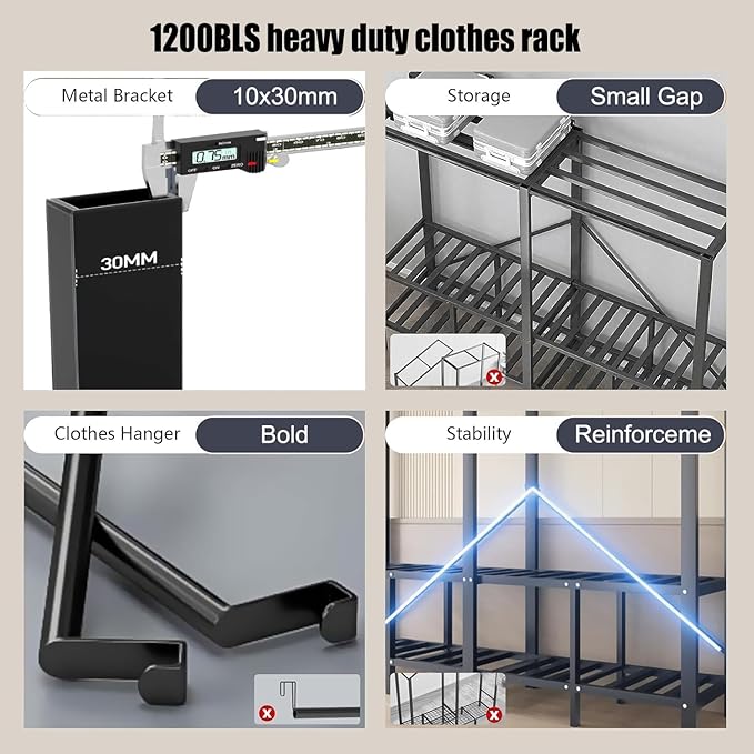 YTLEMON Heavy Duty Wardrobe Closet with Cover, Metal Rolling Clothes Rack, Foldable Portable Closet Organizer System Freestan