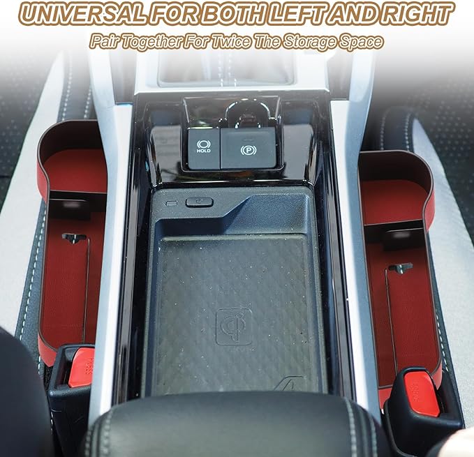 HARFINGTON Car Seat Gap Filler Organizer 10.6 x 7.1 x 2.8 Inch ABS+Leather Universal Car Organizer Storage Box Between Seat and Console (Right) with Cup Holders for Phone Keys, Black
