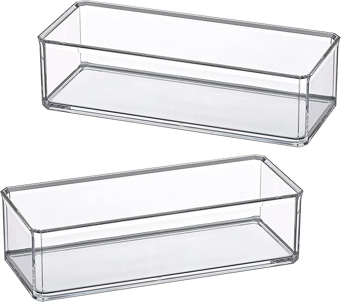 Amazing Abby - Glamour - 2-Pack Acrylic 1-Compartment Makeup Organizer, Transparent Plastic Lipstick Holder, Perfect Bathroom