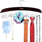 Belt Hanger Organizer for Closet: Ohuhu 12 Hooks Max 36 Belts Tie Rack Wooden Belt Holder for Storage 360 Degree Rotating Spa
