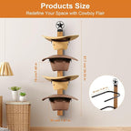 Cowboy Hat Rack, 4-Piece Western Hat Rack For Wall with Natural Wooden Board, Gift Cowboy Hat Holder for Wall Décor Keeps Ori