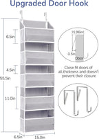 ULG 1 Pack Over Door Organizer with 5 Large Pockets 10 Mesh Side Pockets, 44 lbs Weight Capacity Hanging Storage Organizer wi