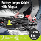 Jumper Cables Adapter Compatible with Ryobi 18V Battery, 8AWG 5.9FT Portable Battery Jump Starter for Starting Car Light Vehicles
