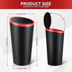 SINGARO Car Trash Can with Lid, Leakproof Mini Garbage Bin for Car Cup Holder, Small Trash Can for Vehicle, Home & Office - Includes 30 Bags, Easy Clean (Black-Red)