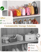 SURETIVIAN Rose Purse Dividers for Closet, 2 Pack Clear Clutch Purse Closet Organizers, Adjustable Handbag Storage Organizers