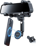 PROfezzion Rearview Mirror & Vent Clip Combo Magnetic Phone Holder Compatible with MagSafe on Car Rear View Mirror for iPhone 17 16 15 14 13 12 Pro Max Plus, MagSafe Case & All Phones [No Vibrating]