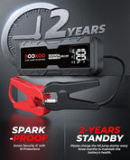 BOOKOO 6000A Jump Starter,12V Portable Car Battery Jump Starter (for All Gas and 12L Diesel Engines) 88.8Wh Jump Box with