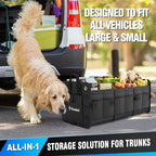 K KNODEL Car Trunk Organizer, Foldable Cover, Heavy Duty Collapsible Truck Storage Organizer, Car Cargo Trunk Organizer with Li