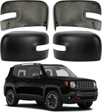 Driver & Passenger Side Mirror Cover Replacement for Jeep Renegade 2015 2016 2017 2018 2019 - Left & Right Side Mirror Covers, Rear View Mirror Cap Accessories Textured, With Lamp