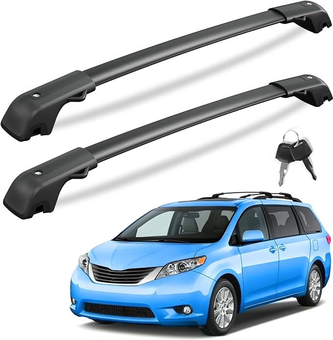 KINGGERI 300Lbs Lockable Roof Rack Cross Bars Compatible with Toyota Sienna 2011-2020 (with Raised Side Rails)，Anti-Theft Aluminum Roof Rails Crossbars Rooftop Cargo Basket Carrier canoe Luggage Rails