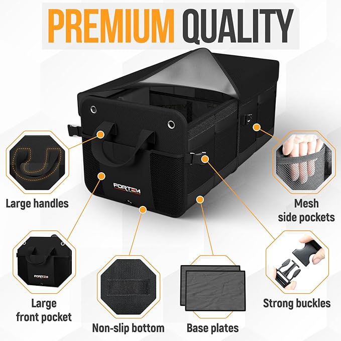 FORTEM Trunk Organizer For SUV Car Organizer and Storage, Multi-Compartment Storage Bag Car Accessories for Women Men, Perfect