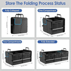 MEI&CO Car Trunk Organizer - 2.5mm PP Board Built, 35L Leakproof Cooler, 105L Capacity, 2 Tie-Down Straps, 4 Adjustable Divide