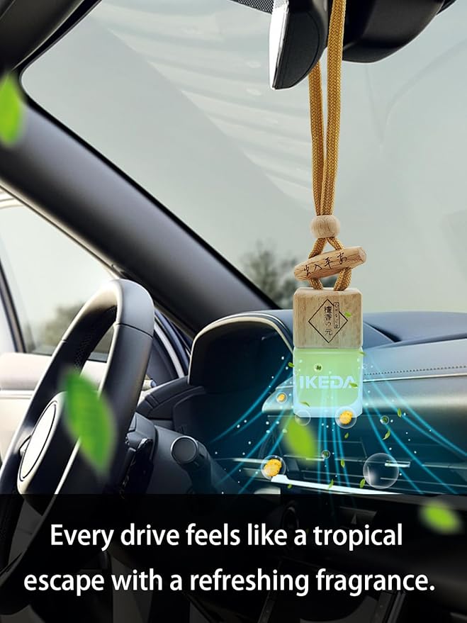 Ikeda Car Air Freshener: Hanging Car Smell Air Freshener | 10ml Hanging Car Perfume | Long Lasting Fragrance | Strong Scents 