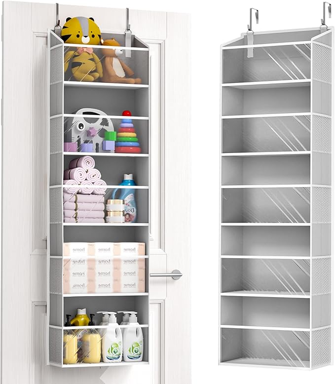 ULG 1-Pack Over Door Organizer with 5 Large Pockets 10 Mesh Side Pockets, 44 lbs Weight Capacity Hanging Storage Organizer wi