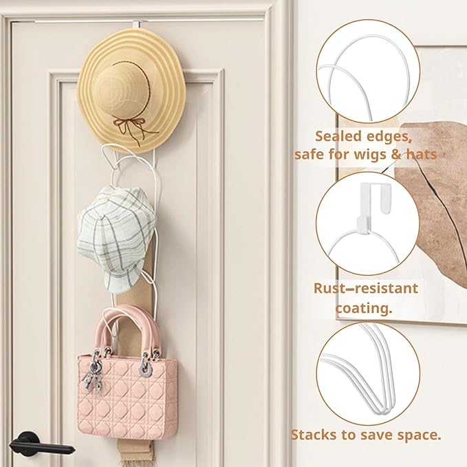 LINFIDITE 10 Pack Hat Rack Hanger Holder Organizer Closet Hanging Baseball Cap Display Storage Rack for Scarves Handbags Towe