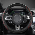 West Llama Car Steering Wheel Cover for Ford Escape,Explorer,Fusion,Focus,Bronco,Transit,Edge(Diamond Quilted - Black+Red- St