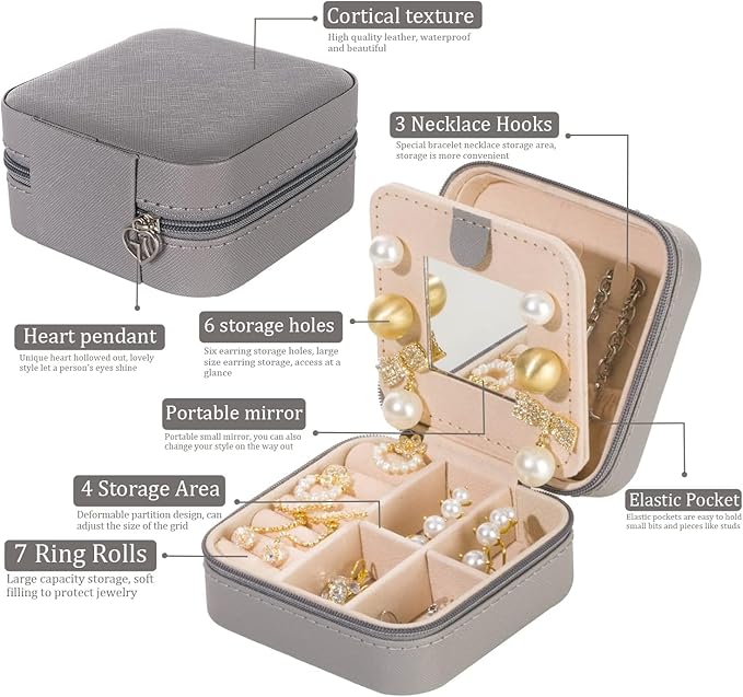 KElofoN 5 packTravel jewelry case Travel jewelry box Travel Jewelry Organizer Small Jewelry Organizer Box for Girls Women wit