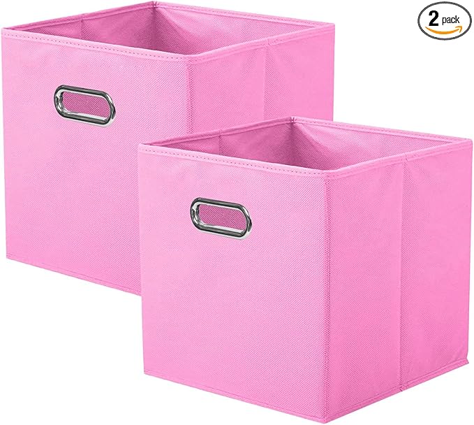 ShellKingdom Storage Bins, Foldable Fabric Storage Cubes And Cloth Storage Organizer Drawer with Metal Handle For Closet And 