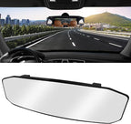 NTNEV 12''x3.5'' Large Rear View Mirror, Anti Glare Panoramic Wide Angle Rearview Mirror, Universal Interior Clip On Rear View Mirror for Car SUV Trucks